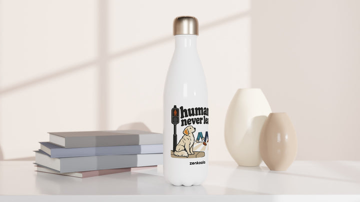 Humans Never Learn water bottle beside books and vases, Zen Koala Australia