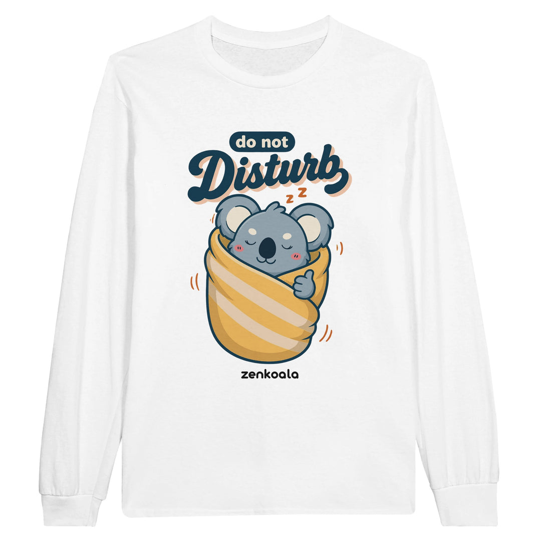 Do Not Disturb Koala feel-good long sleeve tee in white, Zen Koala Australia