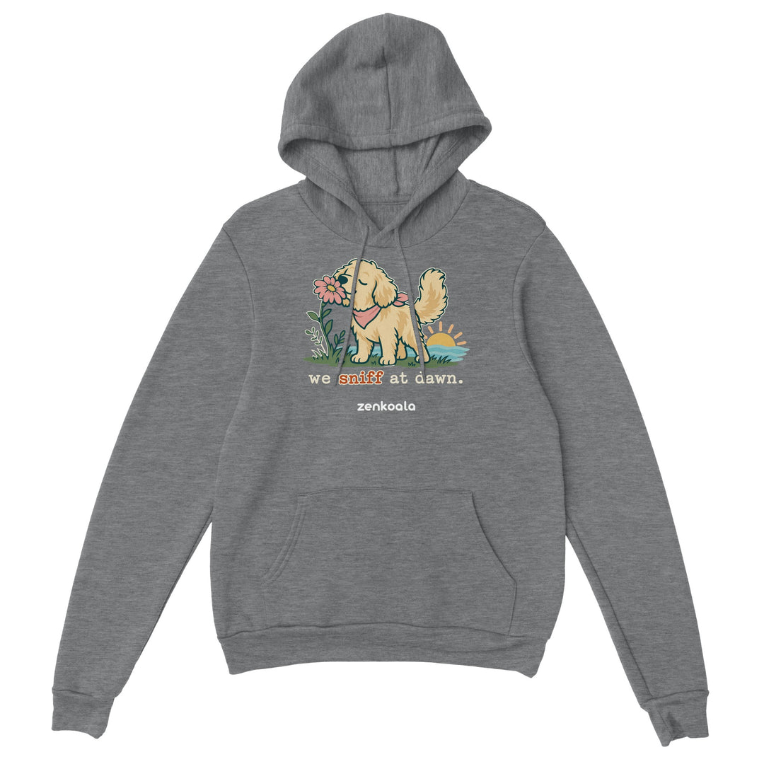 We Sniff at Dawn feel-good hoodie in sport grey, Zen Koala Australia