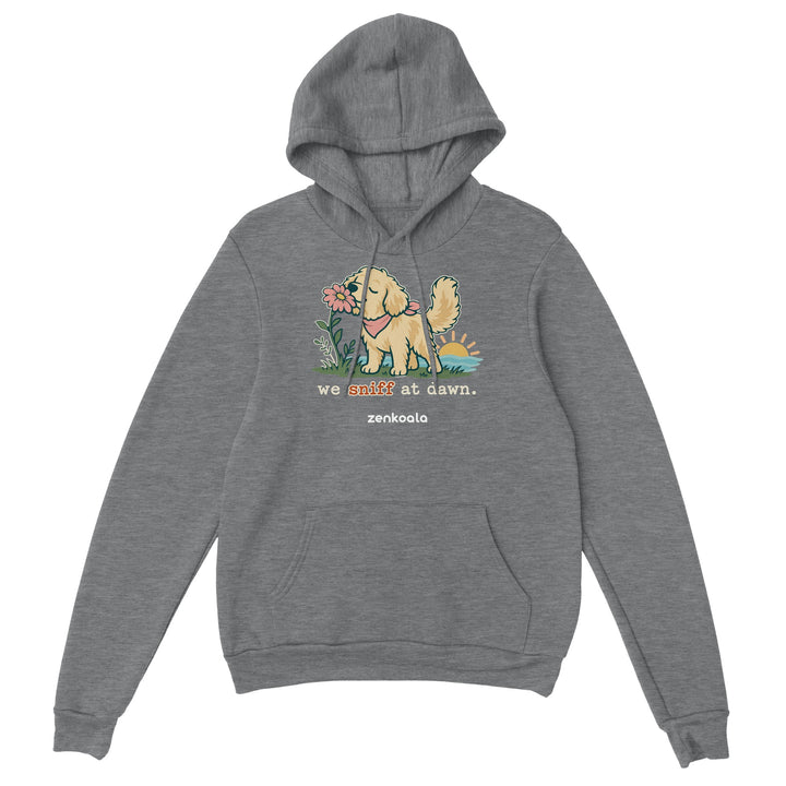 We Sniff at Dawn feel-good hoodie in sport grey, Zen Koala Australia