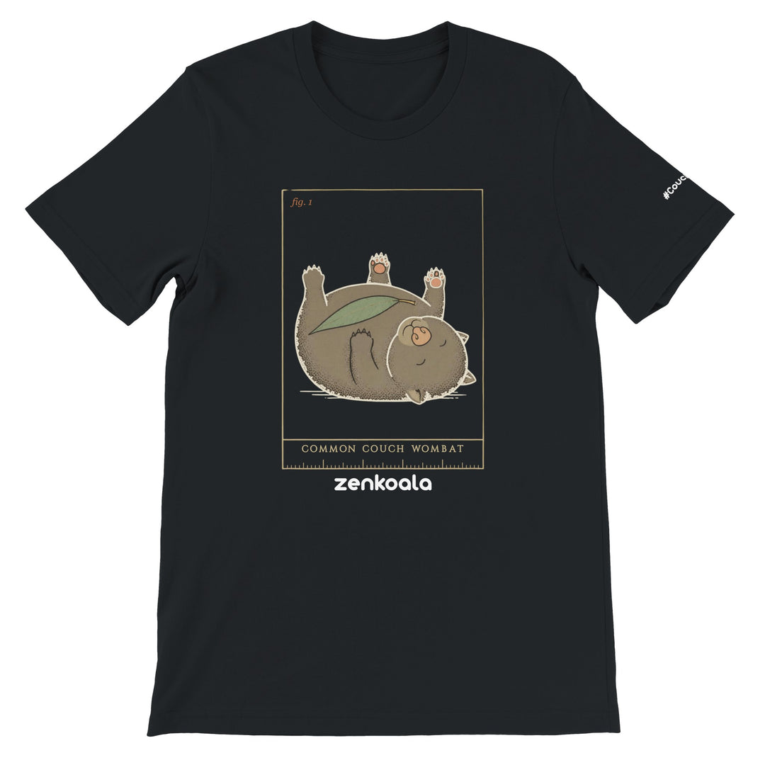 Common Couch Wombat feel-good tee in black — Zen Koala Australia
