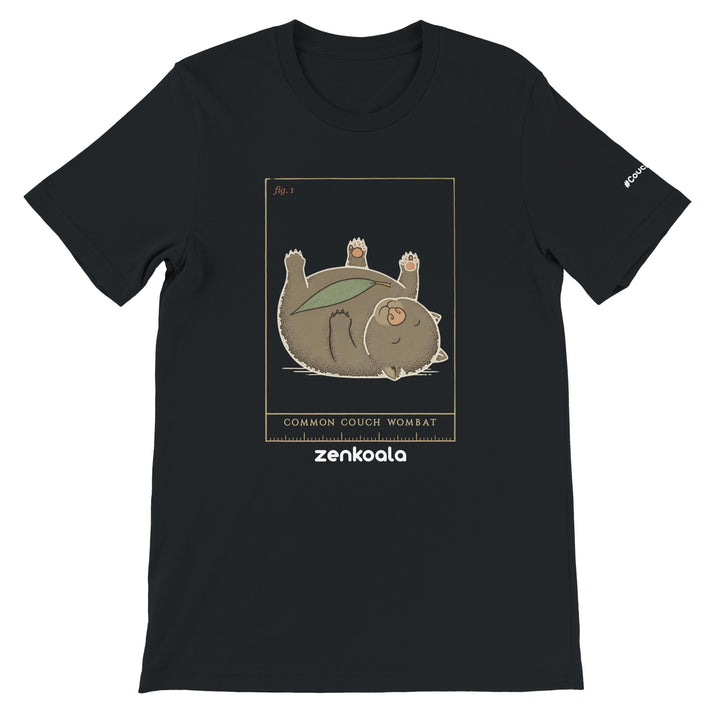Common Couch Wombat feel-good tee in black — Zen Koala Australia