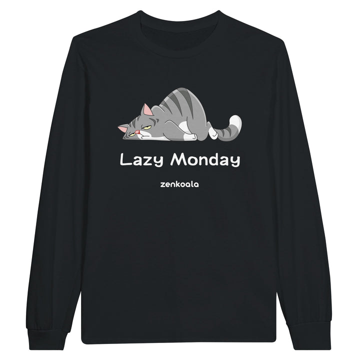 Lazy Monday feel-good long sleeve tee in black, Zen Koala Australia