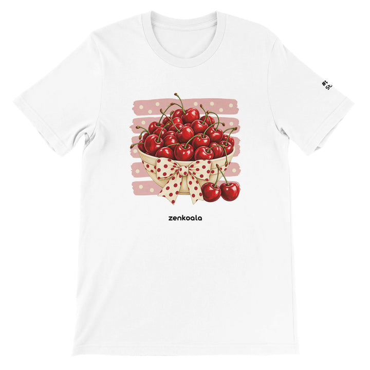 Cherries feel-good tee in white, Zen Koala Australia