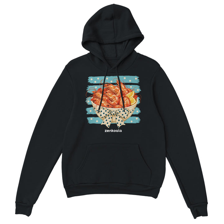 Prawns feel-good hoodie in black, Zen Koala Australia