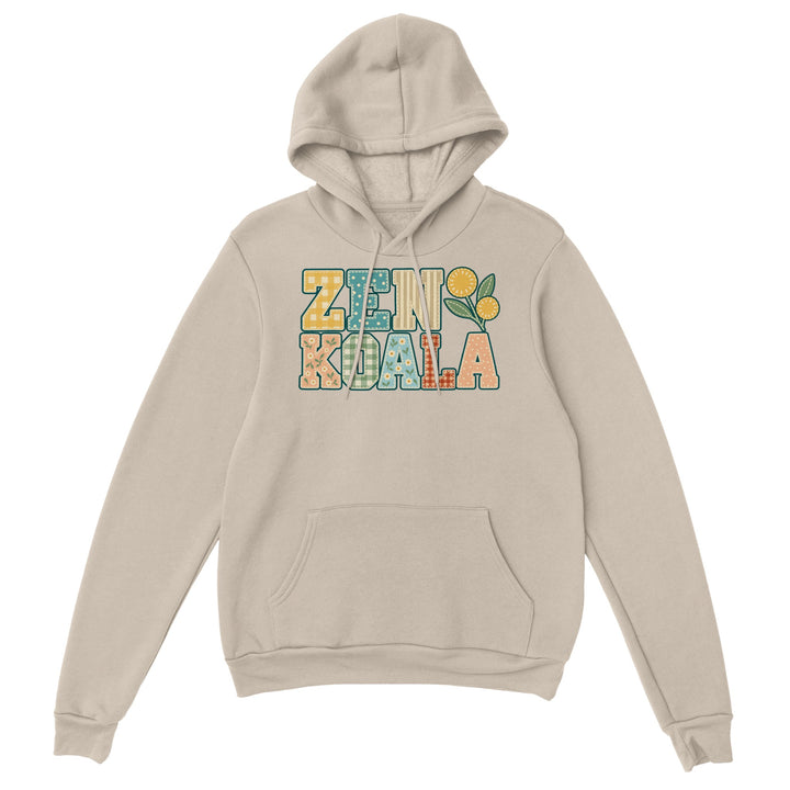 Zen Koala Faux Patchwork feel-good hoodie in sand, Zen Koala Australia