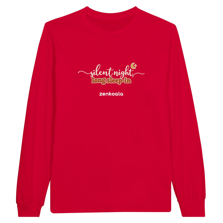 Silent Night Long Sleep-In feel-good long sleeve tee in red, Zen Koala Australia