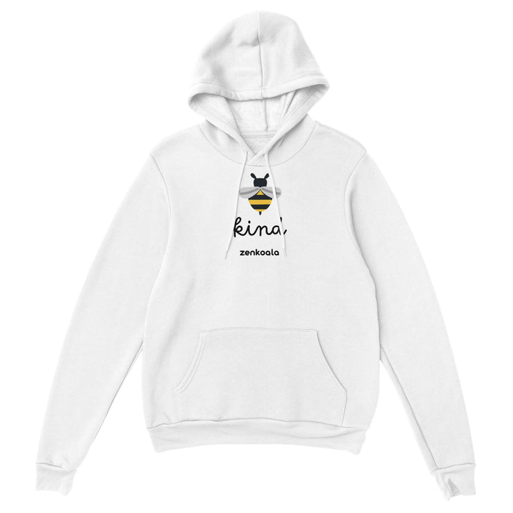 Bee Kind feel-good hoodie in white, Zen Koala Australia