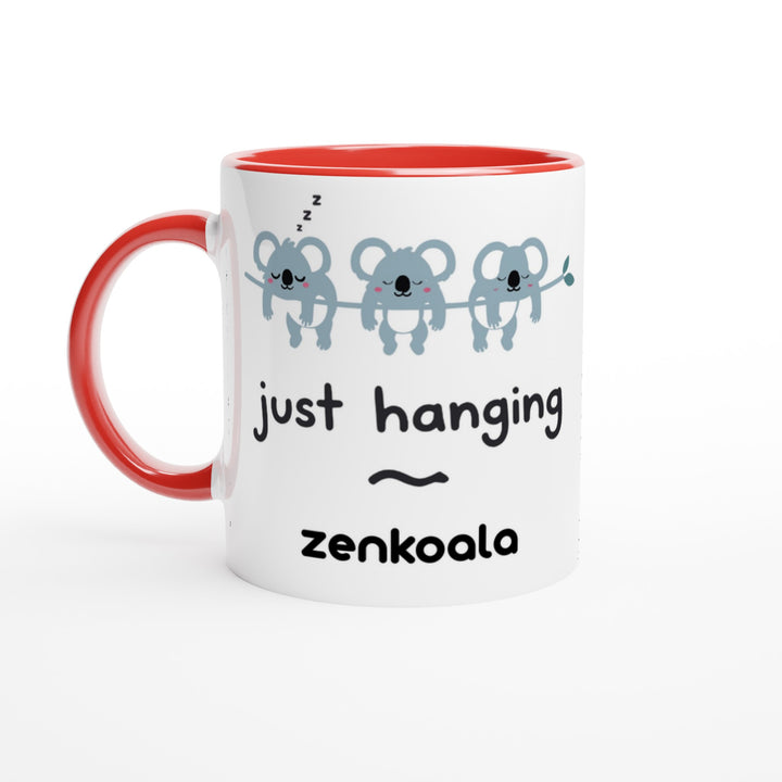 Just Hanging feel-good mug, red inside — Zen Koala Australia