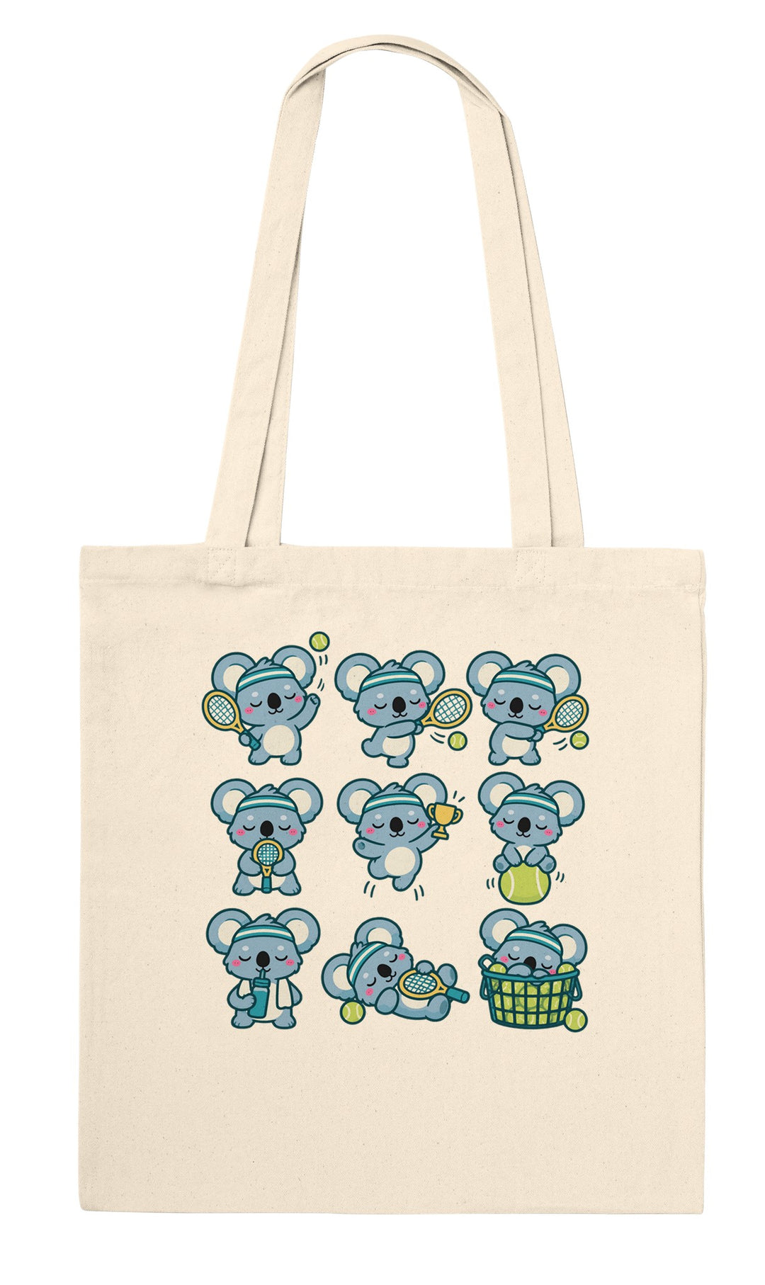 Tennis Koalas feel-good tote bag in natural, Zen Koala Australia