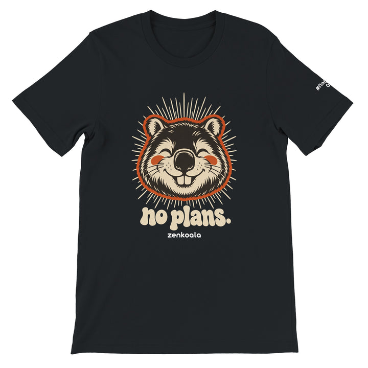 No Plans feel-good tee in black, Zen Koala Australia