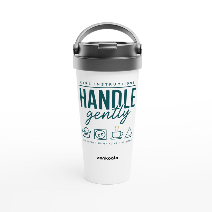 Handle Gently Care Instructions feel-good travel mug: care instructions for people who need a rest, Zen Koala Australia