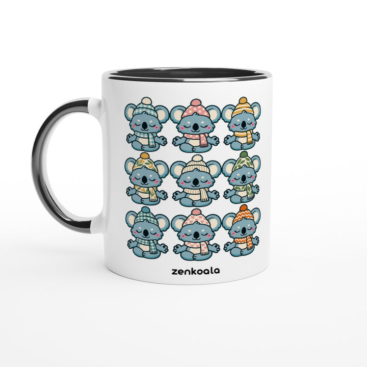 Koala Beanie Club mug in black: white with a black rim, inside and handle, Zen Koala Australia