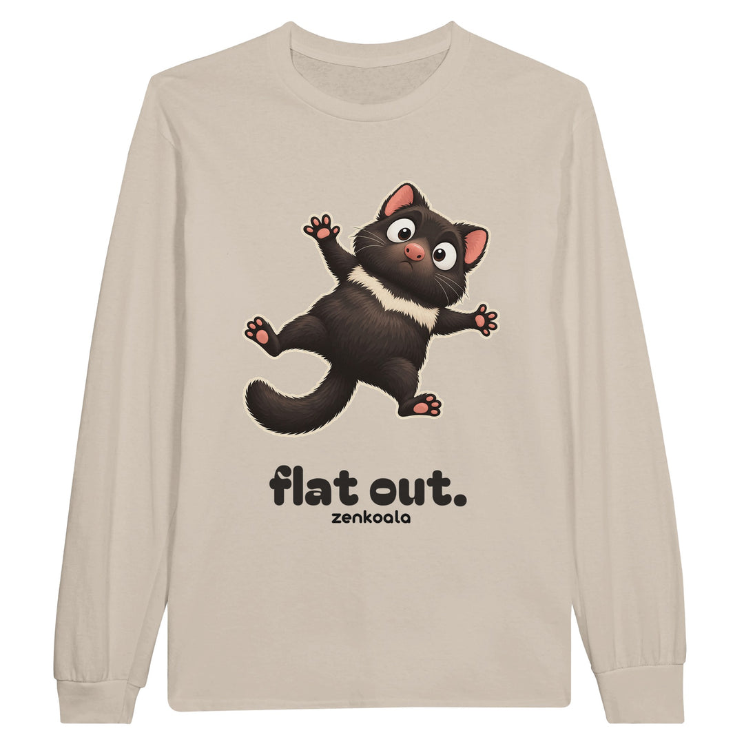 Flat Out feel-good long sleeve tee in sand, Zen Koala Australia