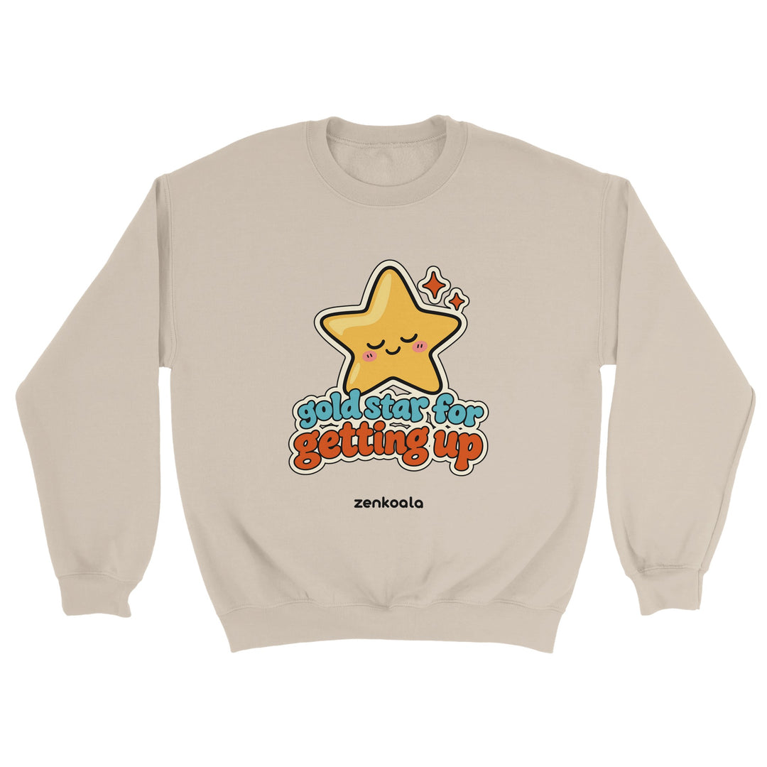 Gold Star for Getting Up feel-good sweatshirt in sand, Zen Koala Australia