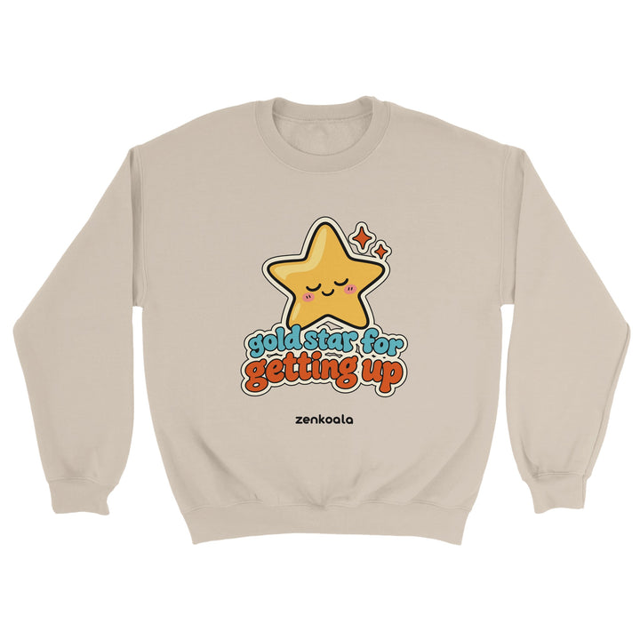 Gold Star for Getting Up feel-good sweatshirt in sand, Zen Koala Australia