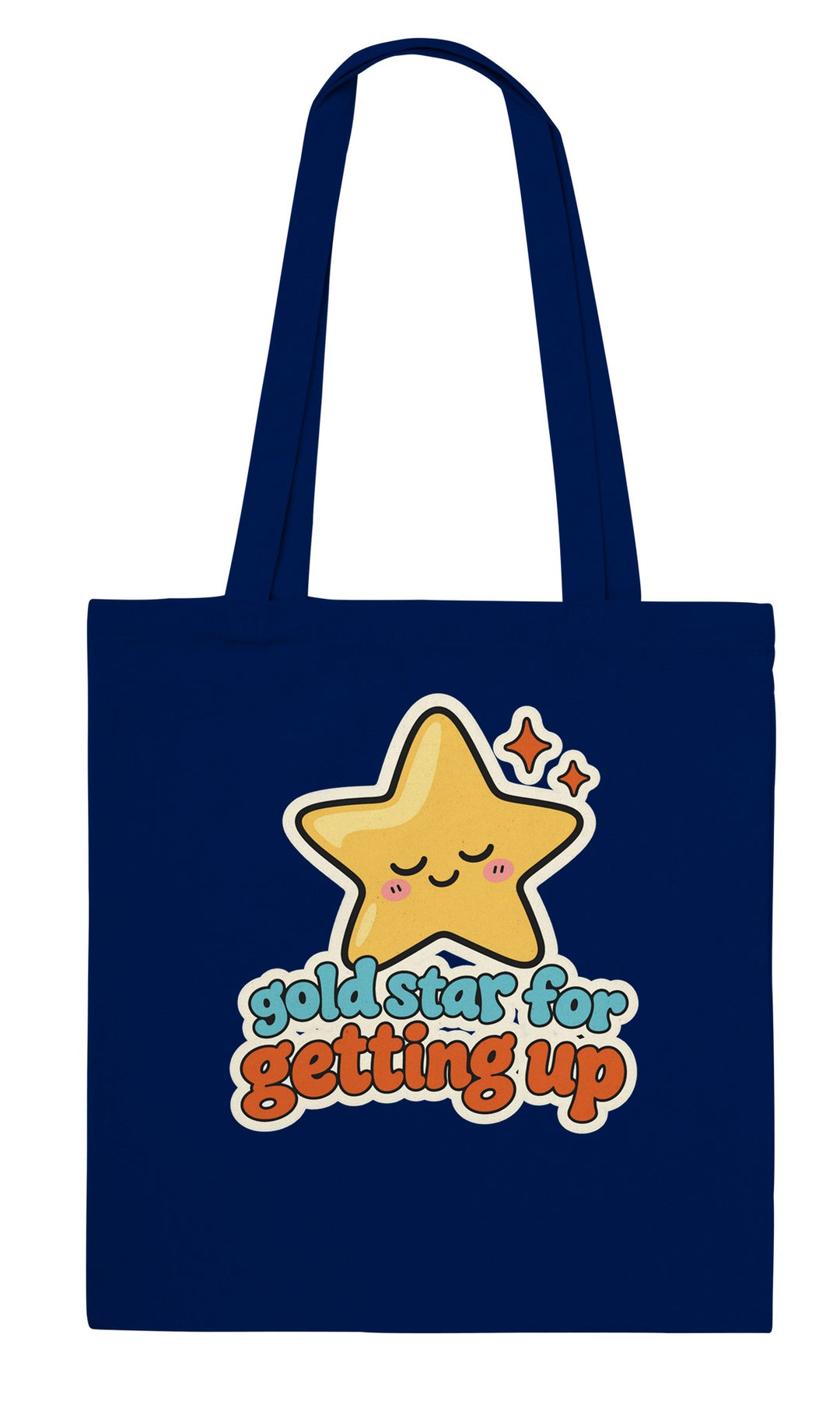 Gold Star for Getting Up feel-good tote bag in navy, Zen Koala Australia