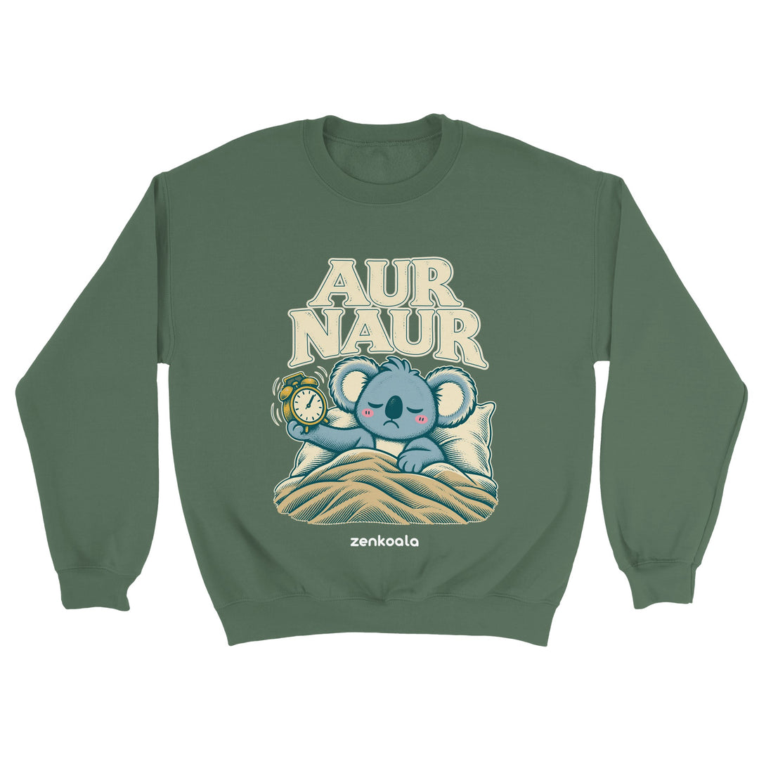Aur Naur feel-good sweatshirt in military green, Zen Koala Australia