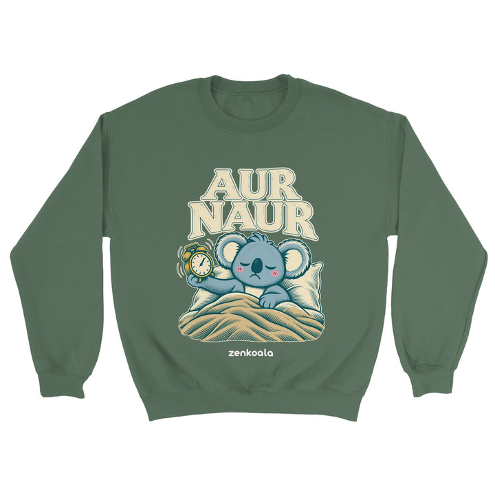 Aur Naur feel-good sweatshirt in military green, Zen Koala Australia