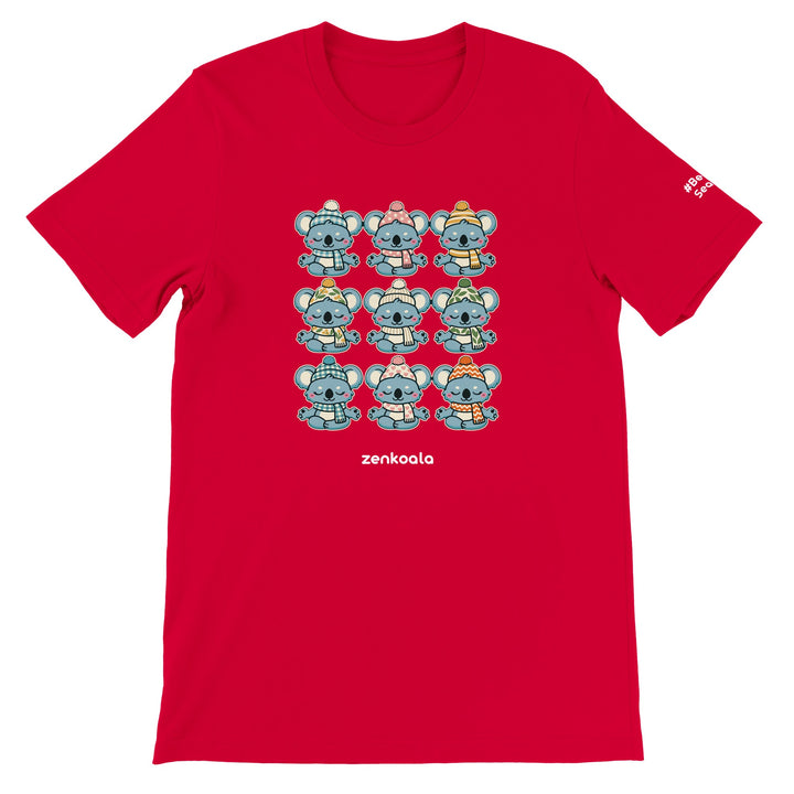 Koala Beanie Club feel-good tee in red, Zen Koala Australia