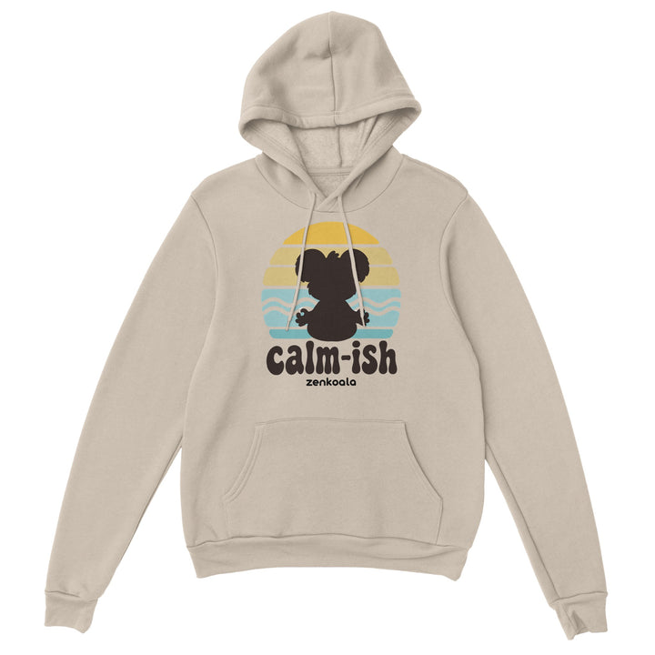 Calm-ish Retro Sunset Koala feel-good hoodie in sand, Zen Koala Australia