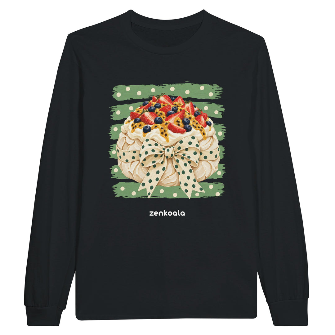 Pavlova feel-good long sleeve tee in black, Zen Koala Australia