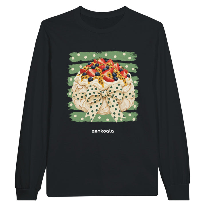 Pavlova feel-good long sleeve tee in black, Zen Koala Australia