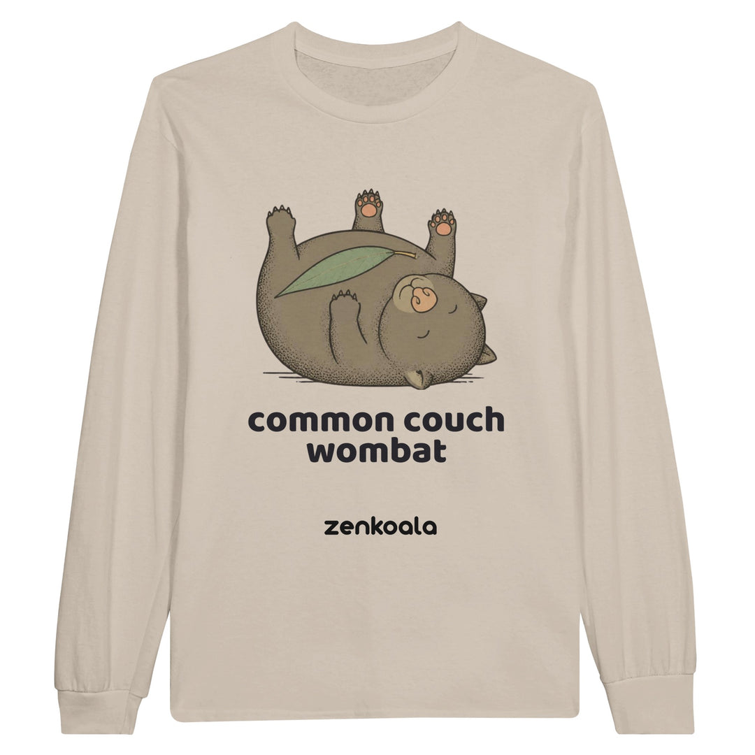 Common Couch Wombat long sleeve tee in sand — Zen Koala Australia