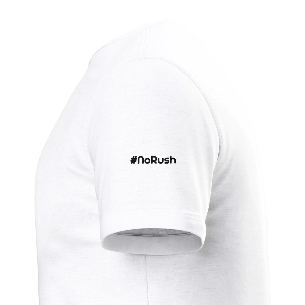 Sleeve close-up: #NoRush — Zen Koala Australia feel-good clothing