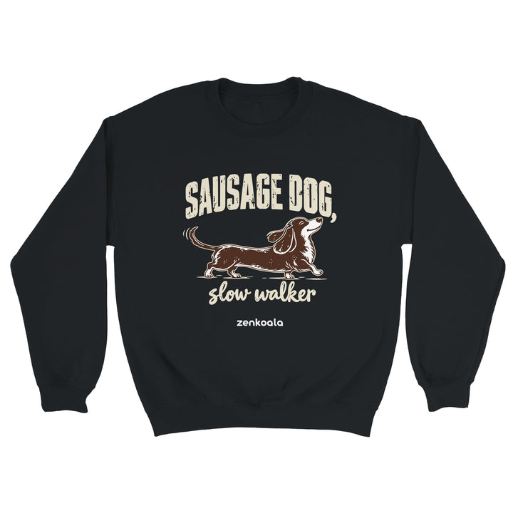 Sausage Dog Slow Walker feel-good sweatshirt in black, Zen Koala Australia