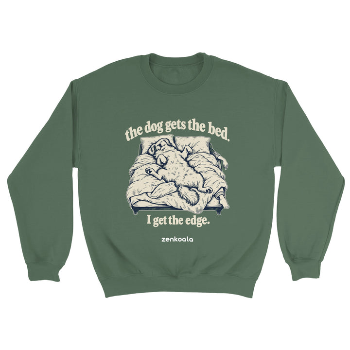 The Dog Gets the Bed feel-good sweatshirt in military green, Zen Koala Australia