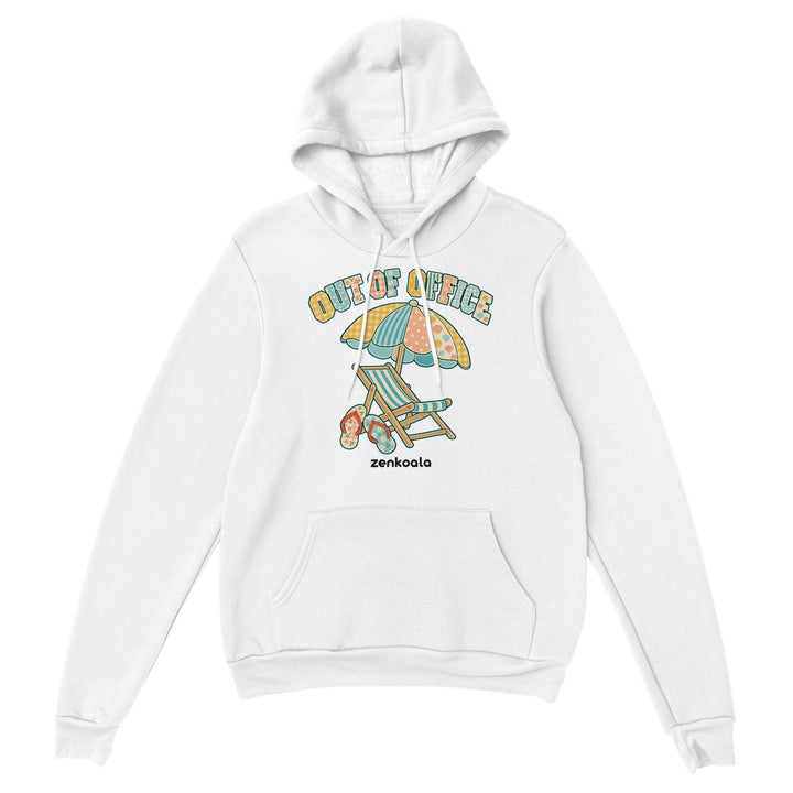 Out of Office Beach feel-good hoodie in white, Zen Koala Australia