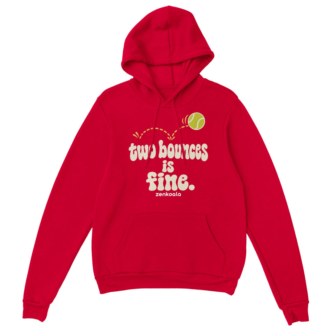 Two Bounces Is Fine feel-good hoodie in red, Zen Koala Australia
