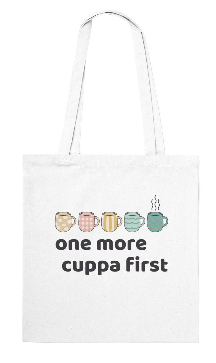 One More Cuppa First feel-good tote bag in white, Zen Koala Australia