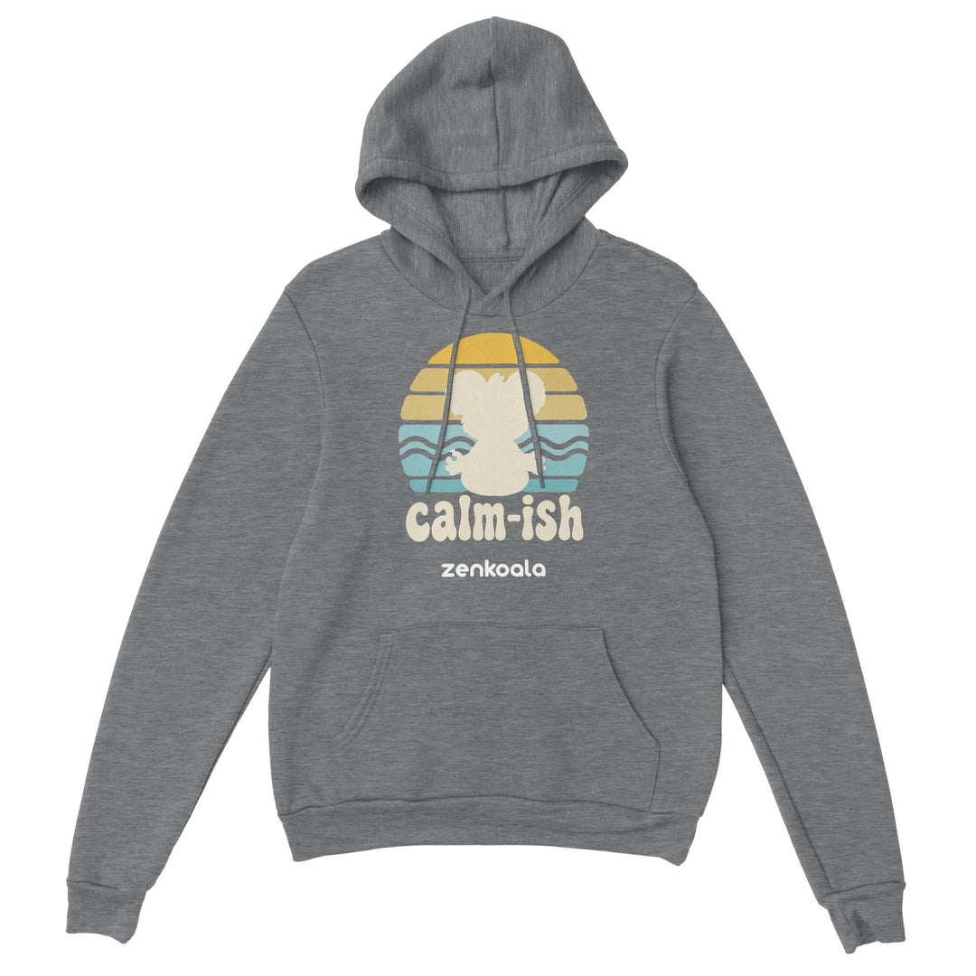 Calm-ish Retro Sunset Koala feel-good hoodie in Sport Grey — Zen Koala Australia
