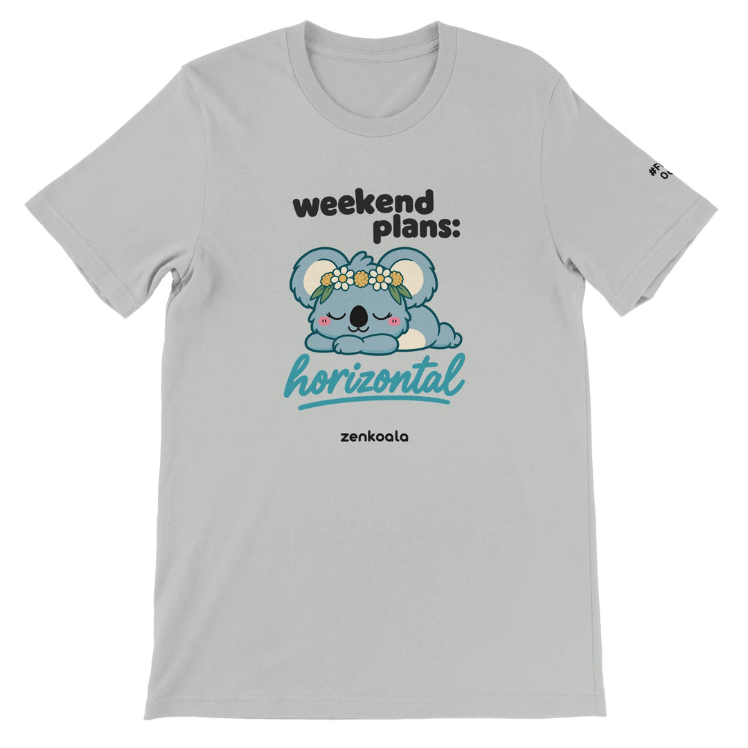 Weekend Plans Horizontal Koala feel-good tee in silver, Zen Koala Australia