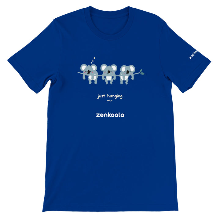 Just Hanging feel-good tee in true royal — Zen Koala Australia