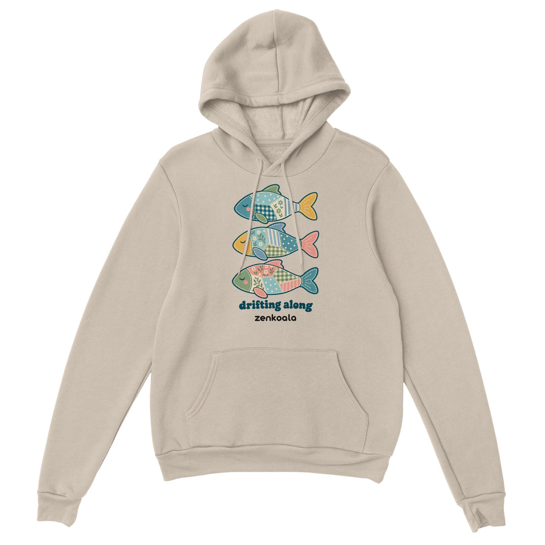 Drifting Along Fish feel-good hoodie in sand, Zen Koala Australia