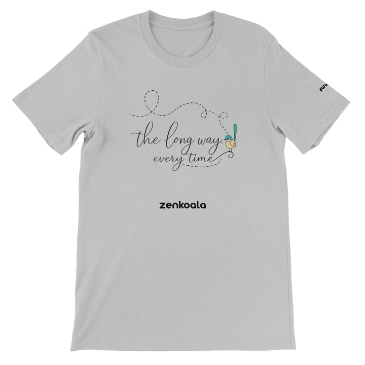 The Long Way Every Time feel-good tee in silver — Zen Koala Australia