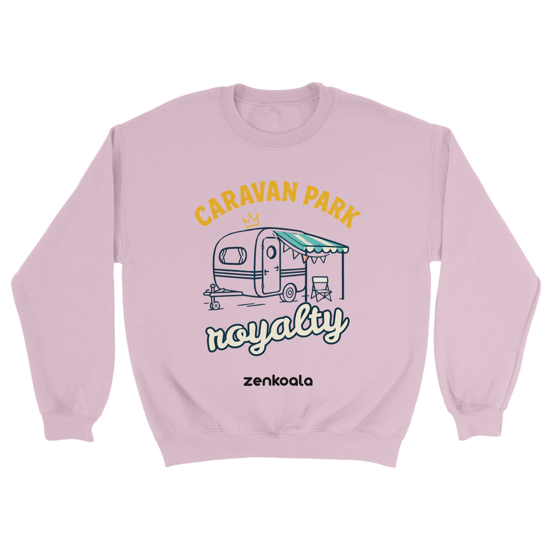 Caravan Park Royalty feel-good sweatshirt in light pink — Zen Koala Australia