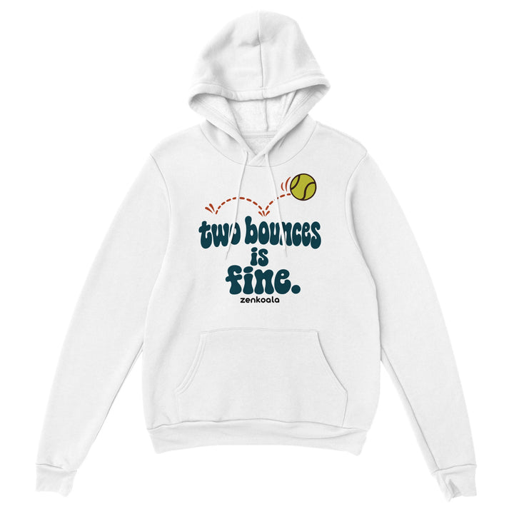 Two Bounces Is Fine feel-good hoodie in white, Zen Koala Australia