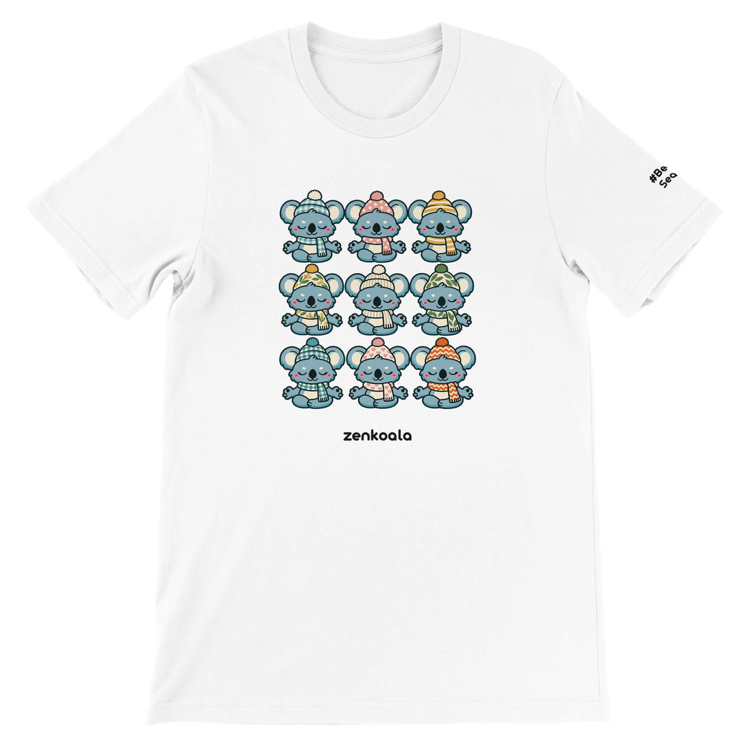 Koala Beanie Club feel-good tee in white, Zen Koala Australia