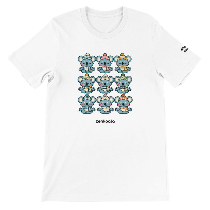 Koala Beanie Club feel-good tee in white, Zen Koala Australia