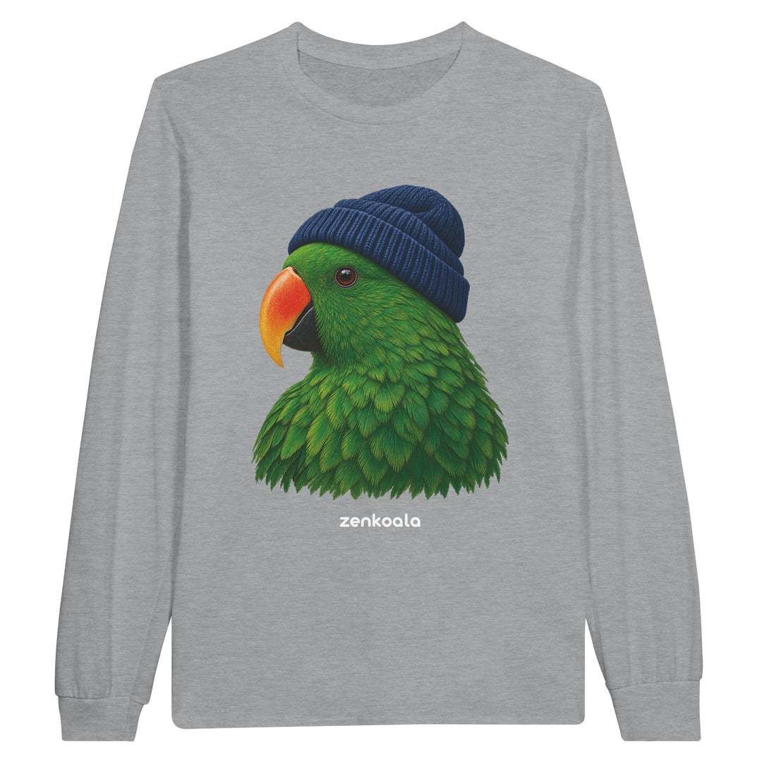 Parrot Beanie feel-good long sleeve tee in sports grey, Zen Koala Australia