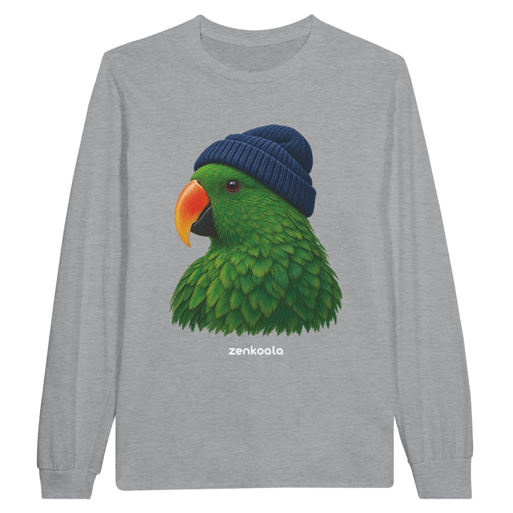 Parrot Beanie feel-good long sleeve tee in sports grey, Zen Koala Australia