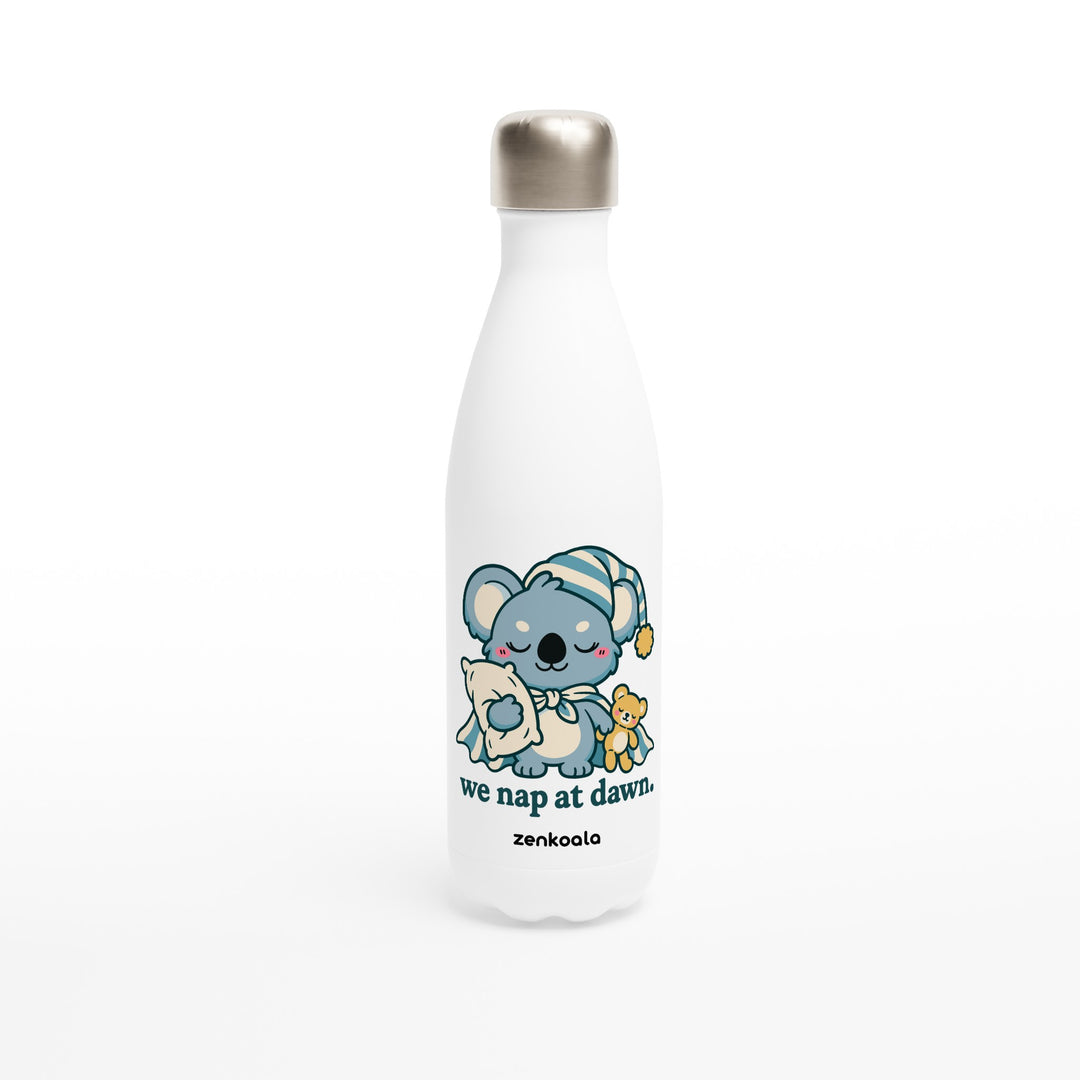 We Nap at Dawn feel-good water bottle: a koala ready for a nap, Zen Koala Australia