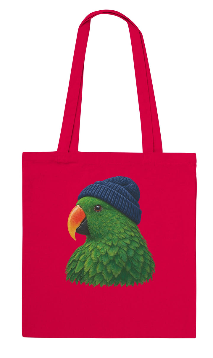 Parrot Beanie feel-good tote bag in red, Zen Koala Australia