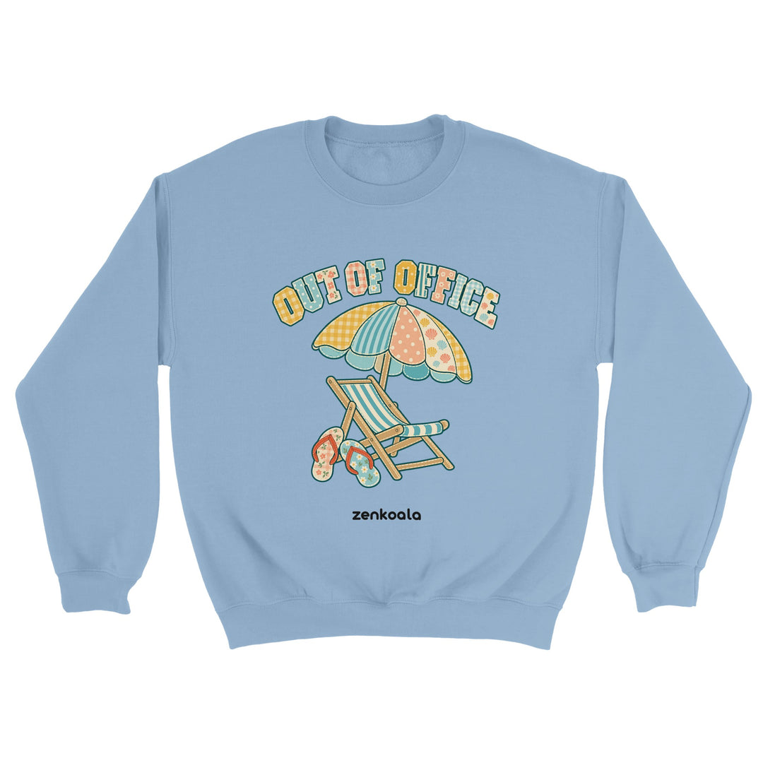 Out of Office Beach feel-good sweatshirt in light blue, Zen Koala Australia
