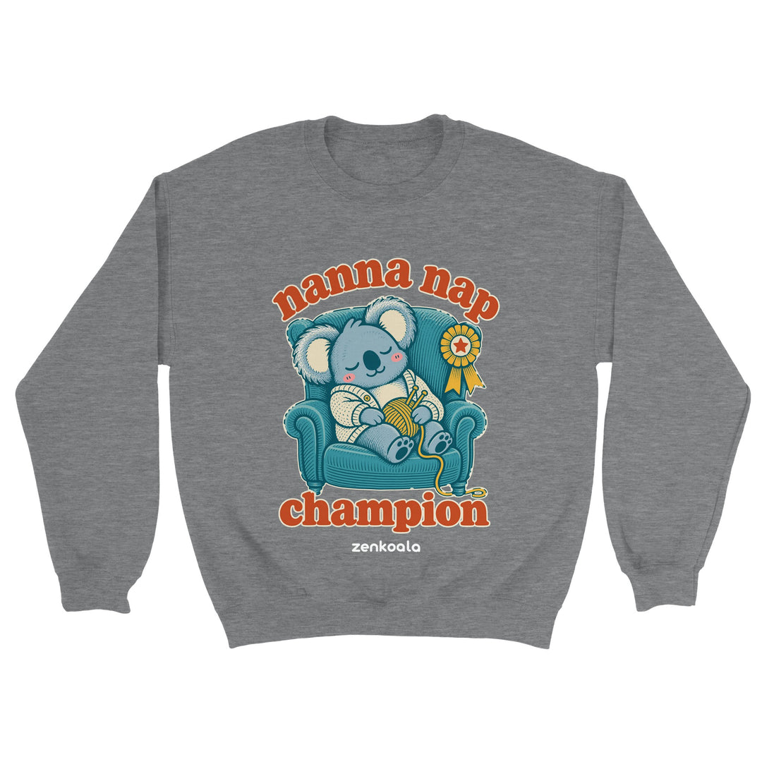Nanna Nap Champion feel-good sweatshirt in sport grey, Zen Koala Australia