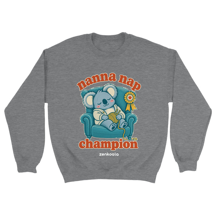 Nanna Nap Champion feel-good sweatshirt in sport grey, Zen Koala Australia
